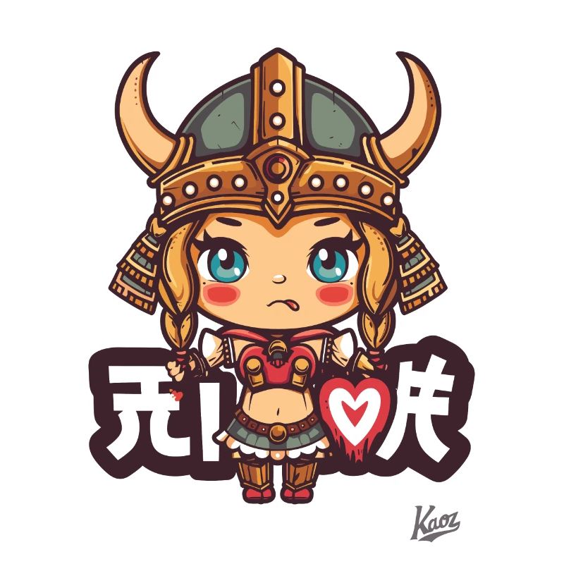 süßes chibi Barbaren Wikinger Mädchen