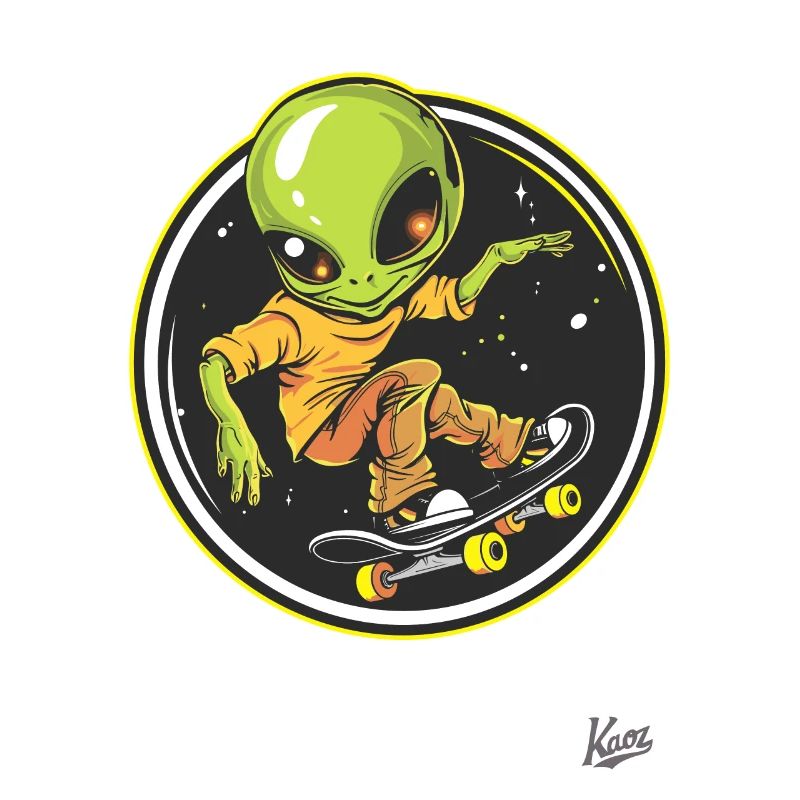 Skateboarding alien