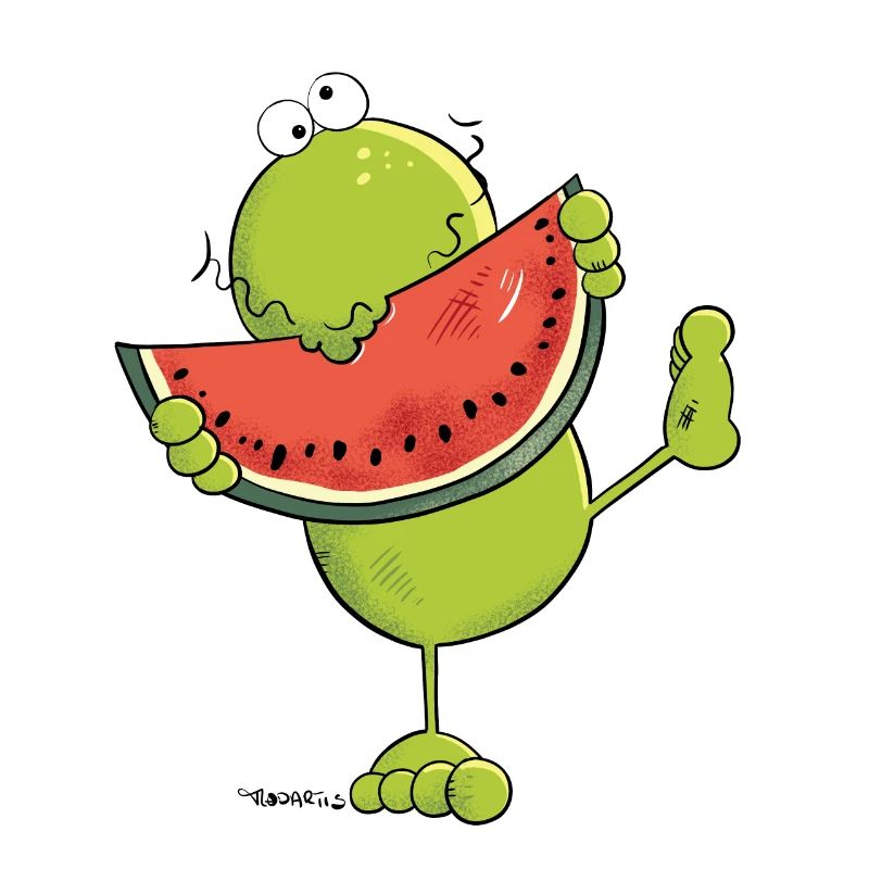 Frosch mit Melone