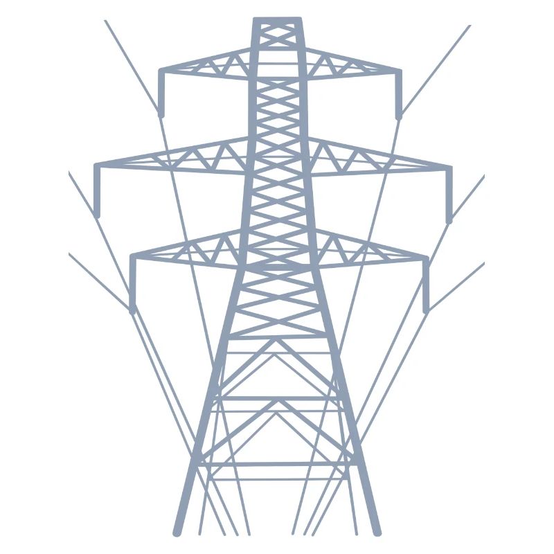 Weiße Strommast-Silhouette