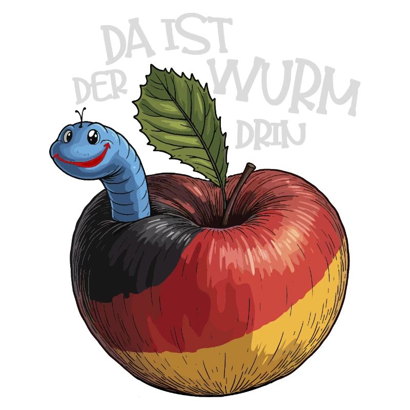 Wurm im Apfel mit Spruch