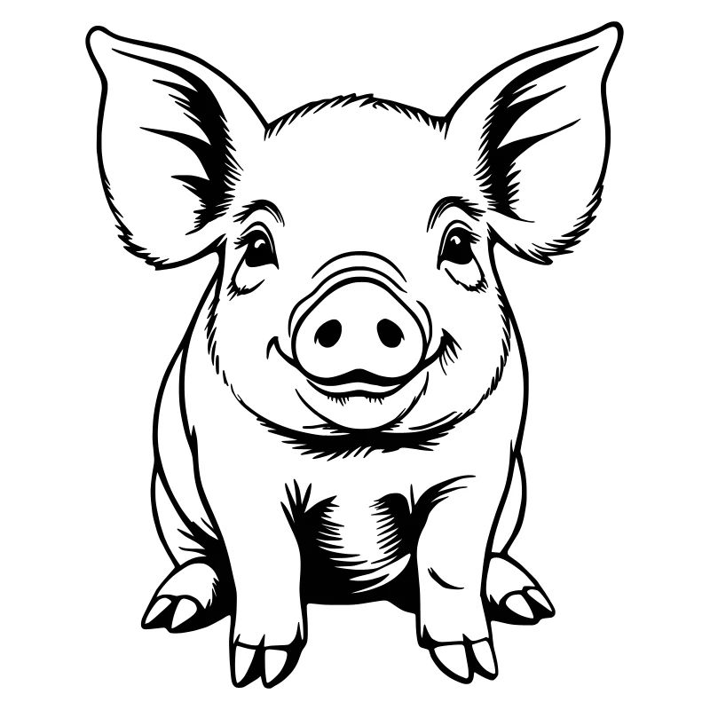 Pig Sow Piglet Piglet Sketch Drawing