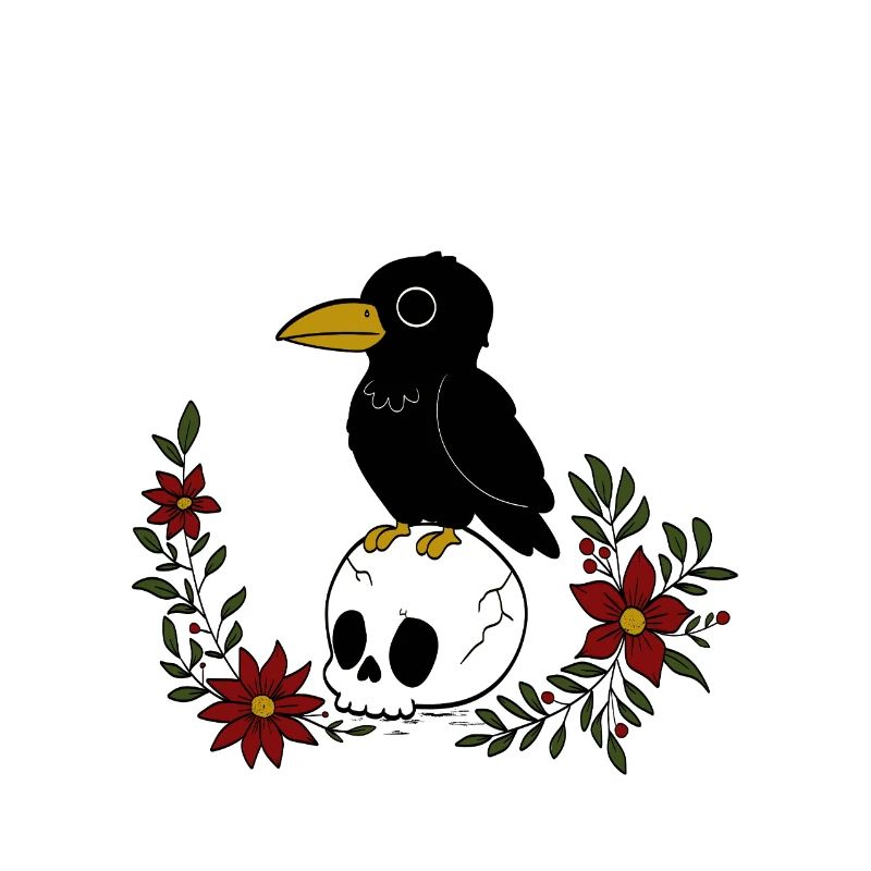 F-Caw-F Crâne dans un cercle de fleurs