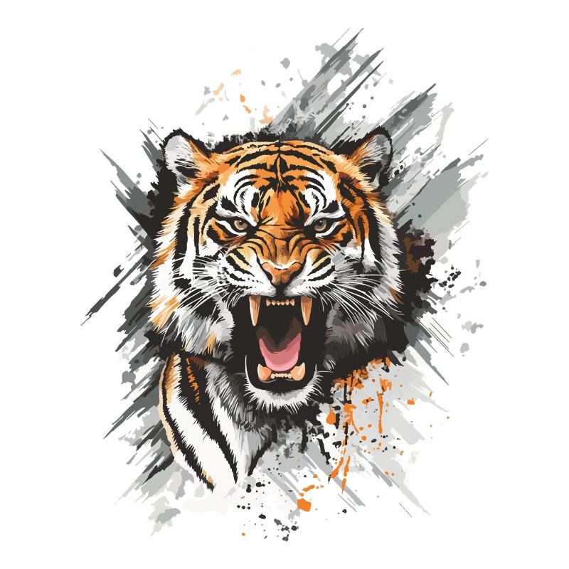 Tiger Head Predator Nature Wilderness Splash
