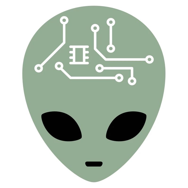 Alien Head with Circuits (three colours)