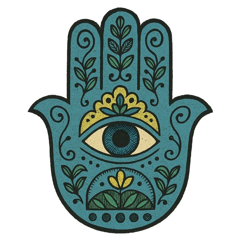 Hamsa Eye Floral Boho Palm