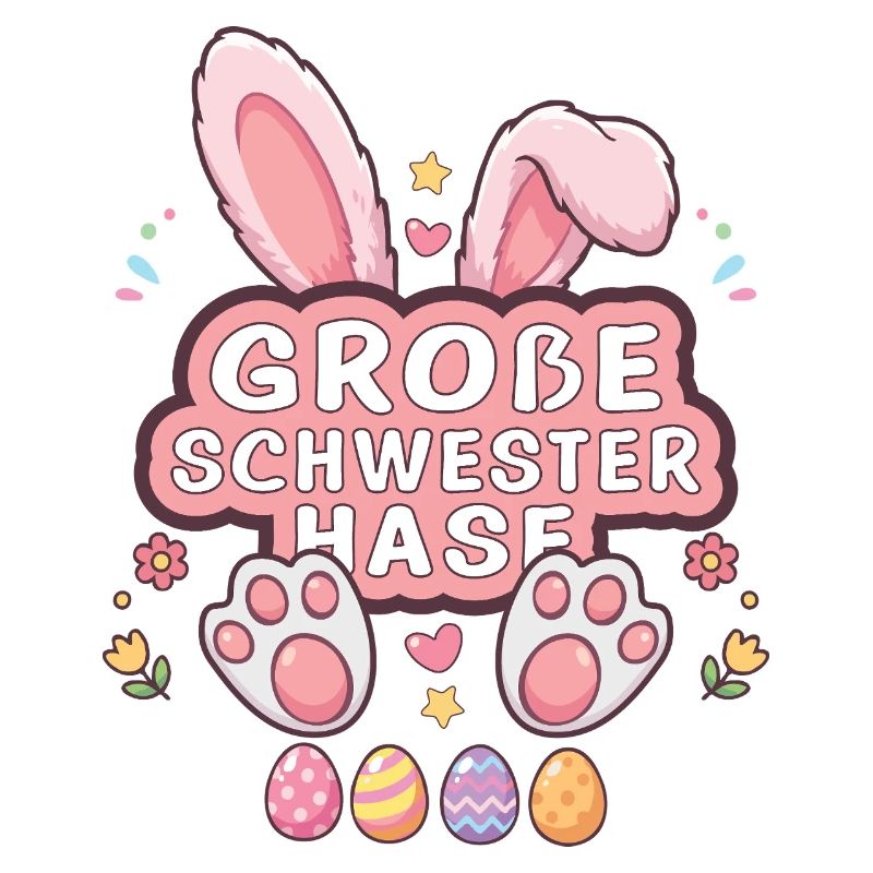 Große Schwester Hase Ostern Design