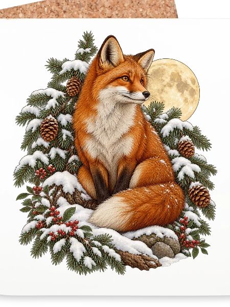 Fuchs im Winterwald mit Mondlicht