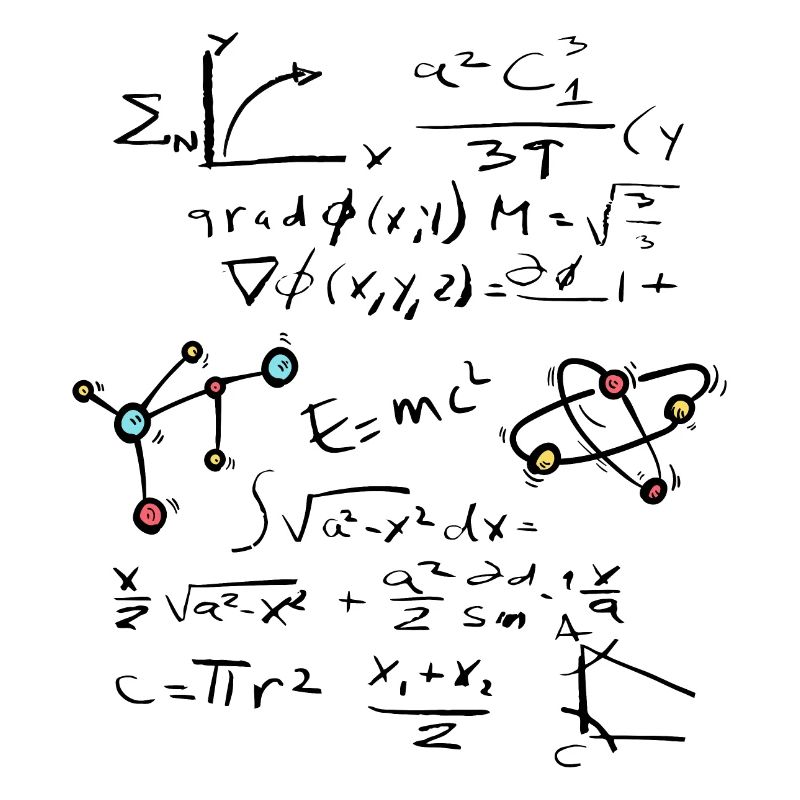 Physics Math Formula with Atoms and Molecules