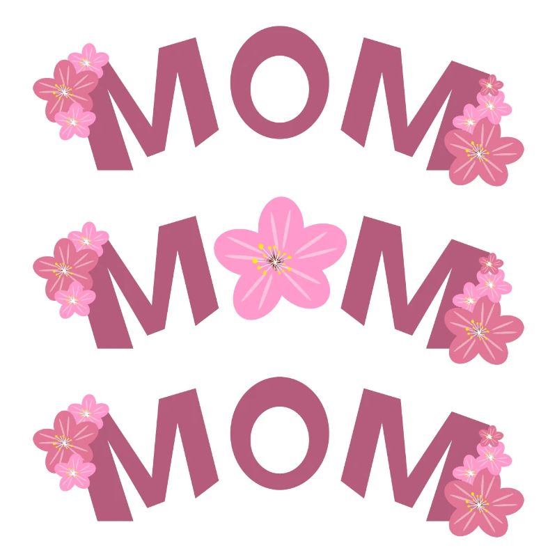 MOM mit Rosa Blumen, ein Dankeschön zum Muttertag.