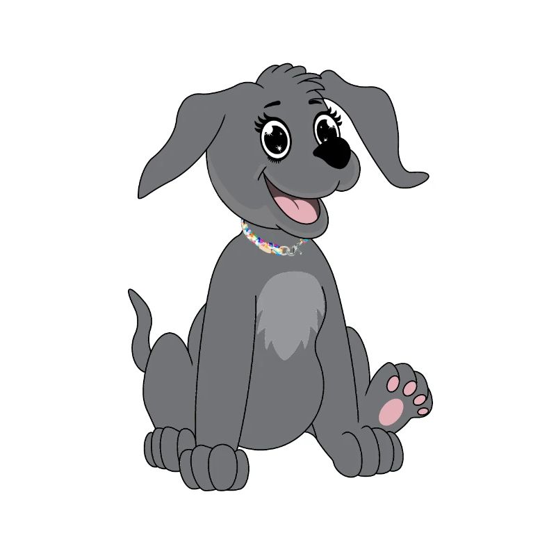Hund sitzt - grau