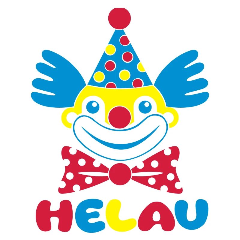 Fasching Karneval Clown HELAU 1, 2 oder 3 Farben