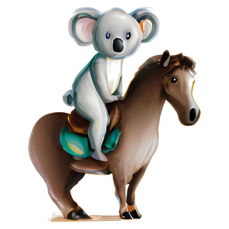 Koala auf einem Pferd