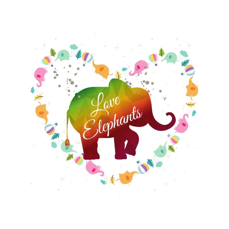 Regenbogen Elefanten Herzdesign