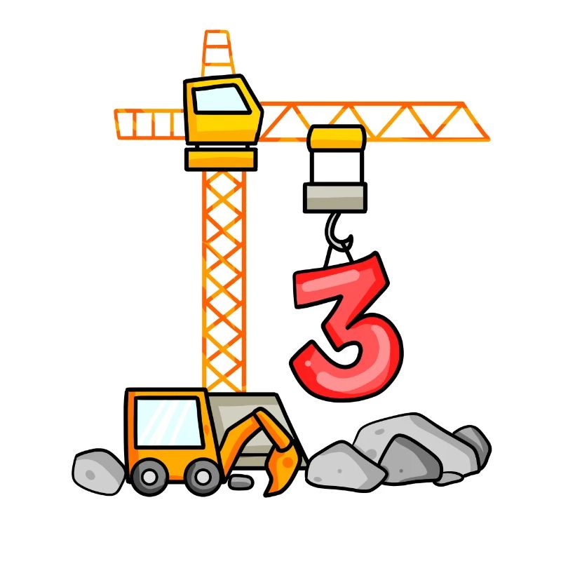 Kinder Geburtstagsshirt Bagger 3 Junge Baustelle 3