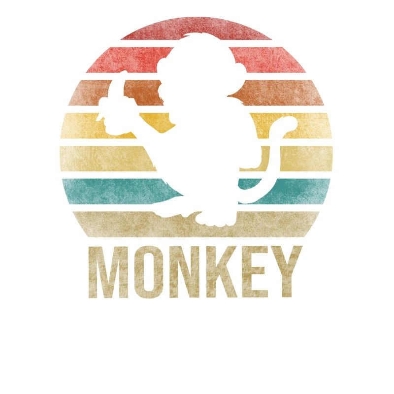 Singe mangeant banane Dîner Rétro Coucher de soleil