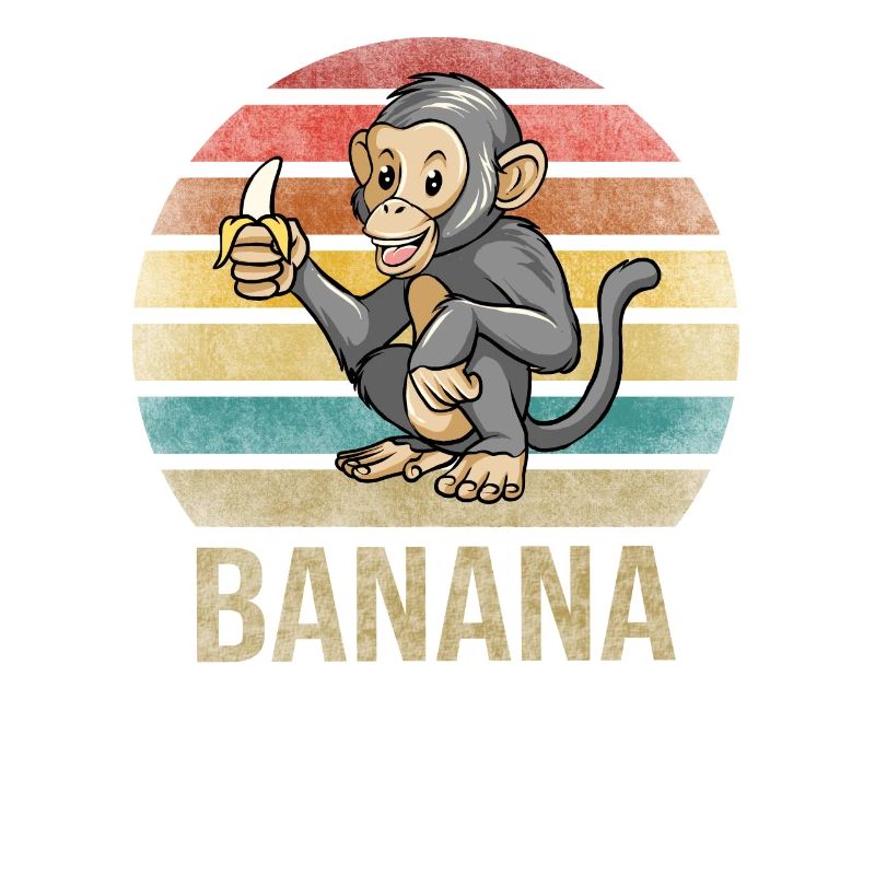 Singe mangeant banane Dîner Rétro Coucher de soleil