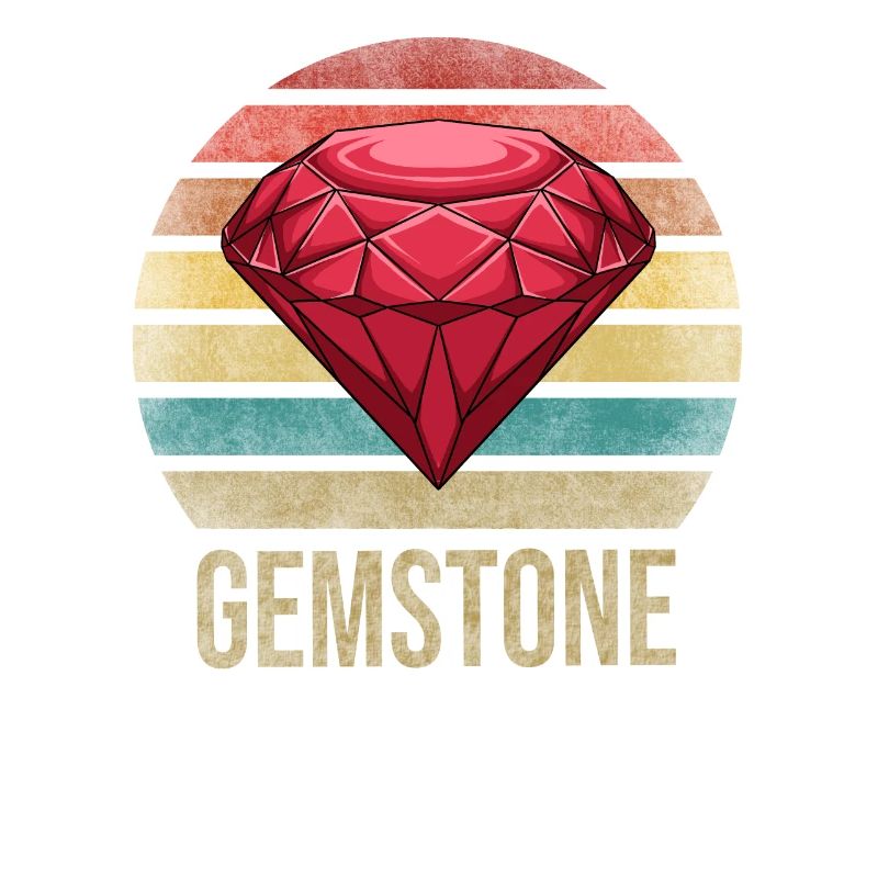Ruby Gemstone Retro Sunset