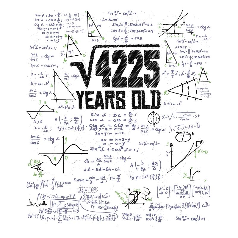 Square Root of 4225 Math Nerd 65th Birthday