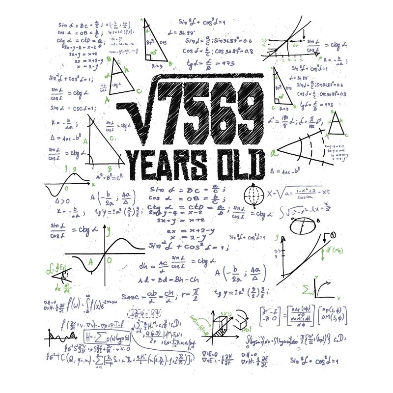 Square Root of 7569 Math Nerd 87th Birthday