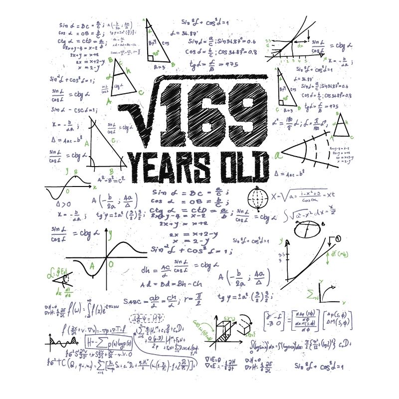 Square Root of 169 Math Nerd 13th Birthday