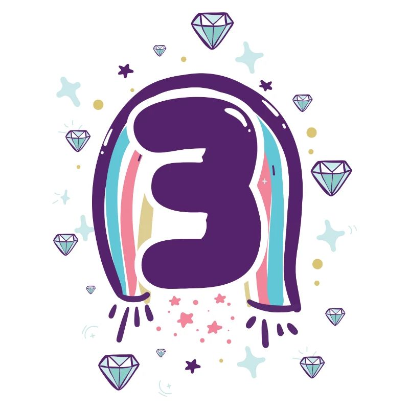 Emblem mit drei Regenbogen-Edelsteinen