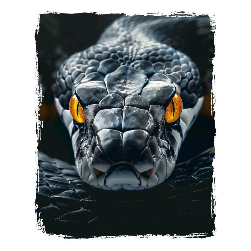 Yellow Eyes Black Snake Python Cobra Reptile Viper