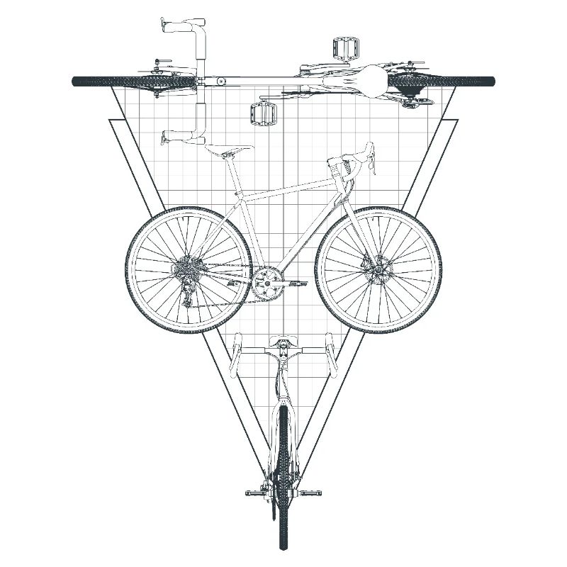 Geometric Bicycle Inside Triangle Emblem
