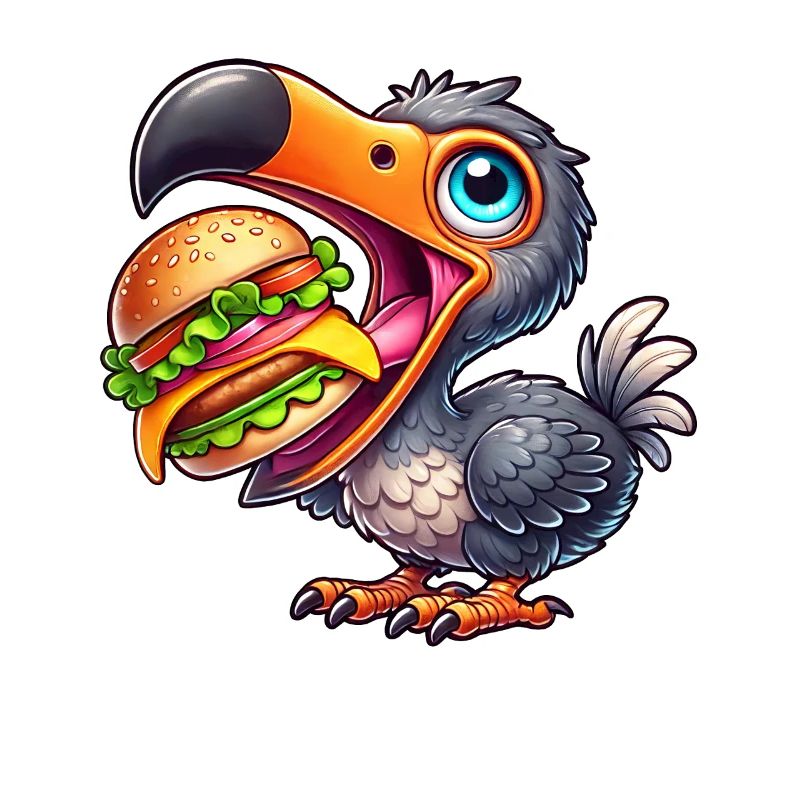 Whimsical Dodo Burger Hamburger Cheeseburger