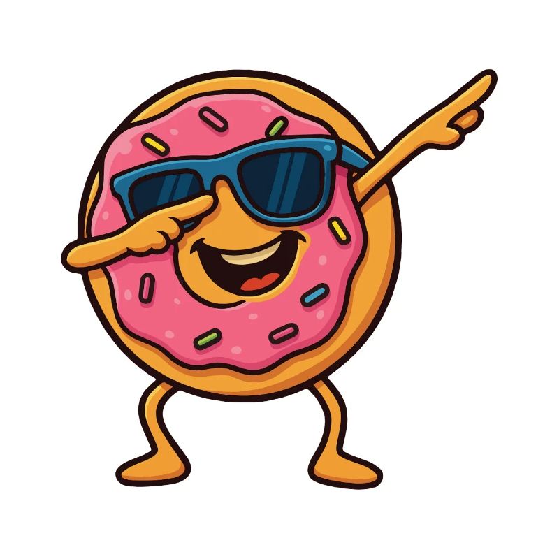 Drôle Cool Dabbing Pose Dessin animé Donut Dancing
