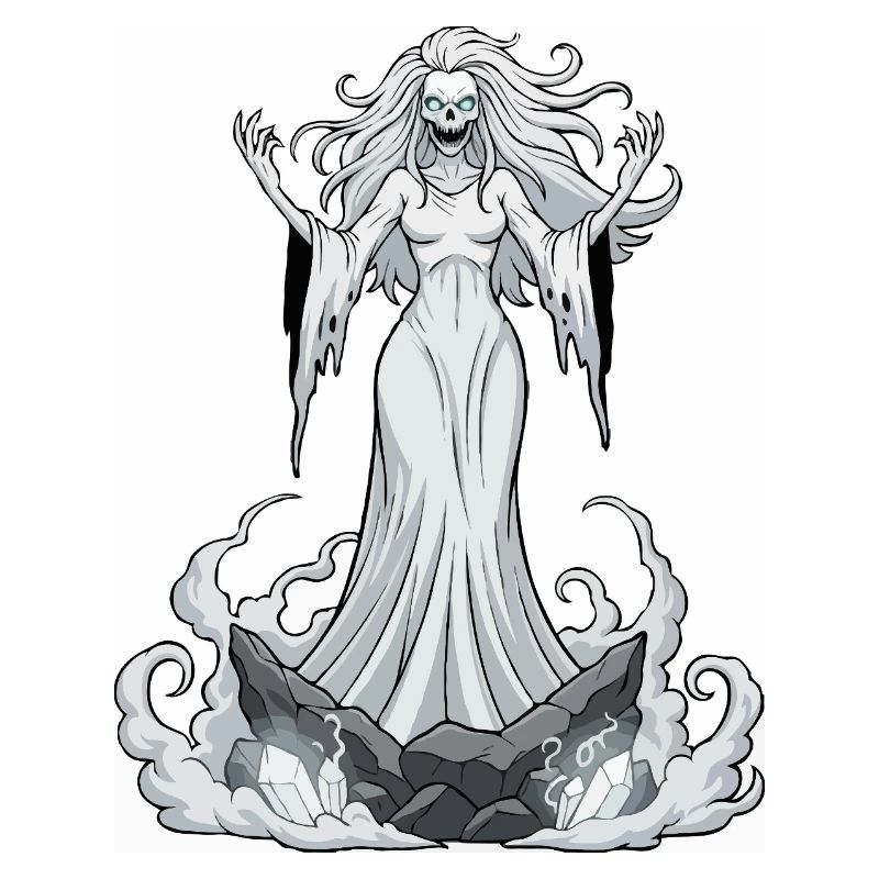 Banshee on crystal rocks