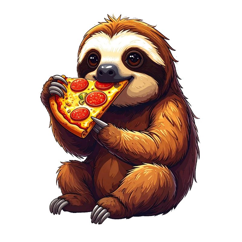 Sloth with pizza