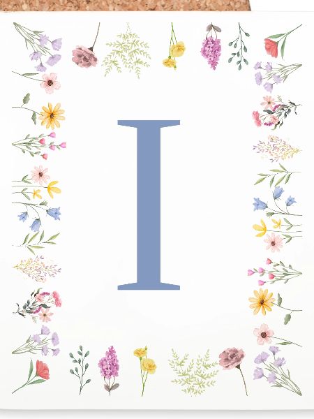 Florale Initial "I" Blumenmonogramm