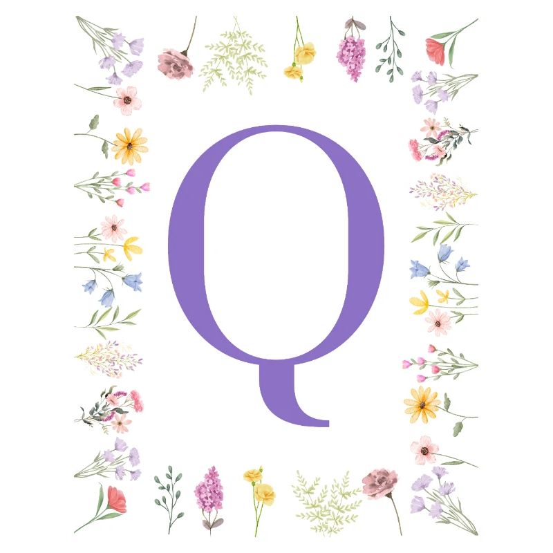 Monogramm "Q", florale Initialen