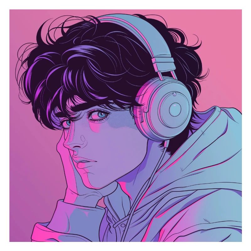 Années 80 Anime Guy Calmant Impression de mode de haute qualité