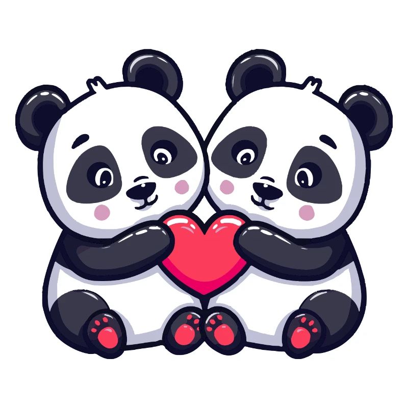 Panda Comic Paar Liebe