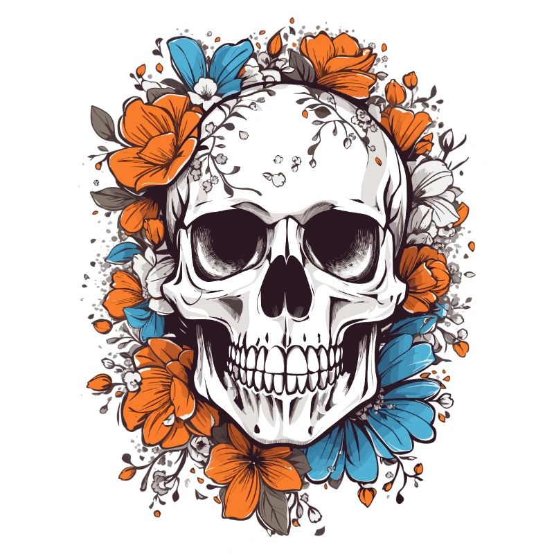 Crâne avec des fleurs