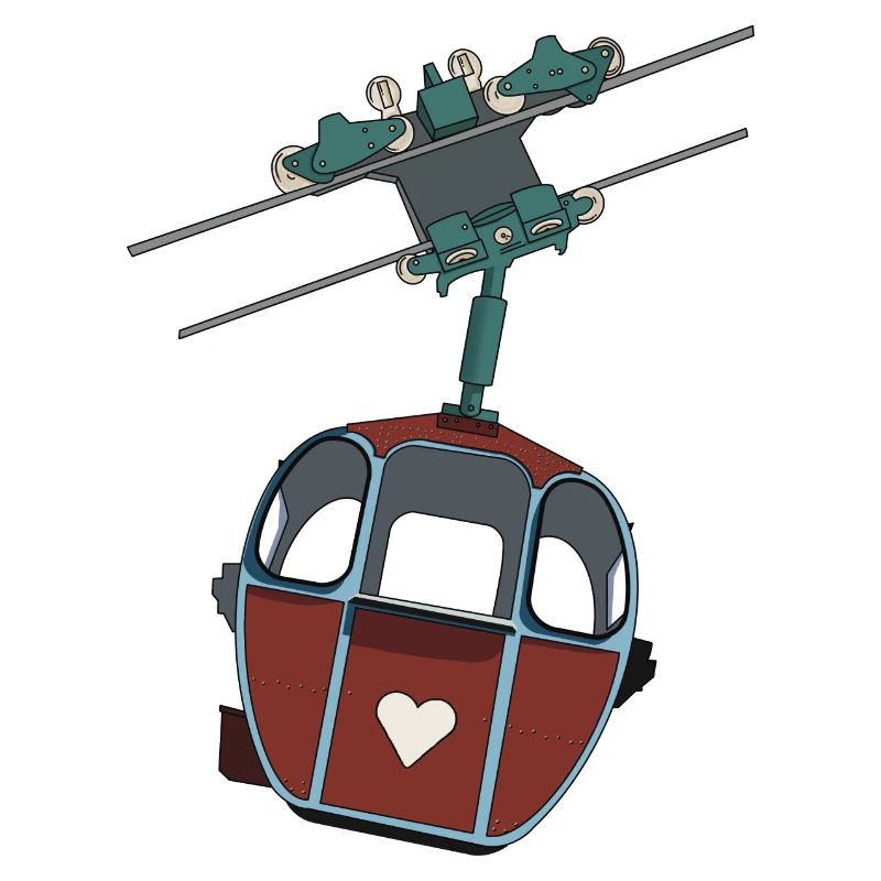 Seilbahn Gondel - Rot Herz