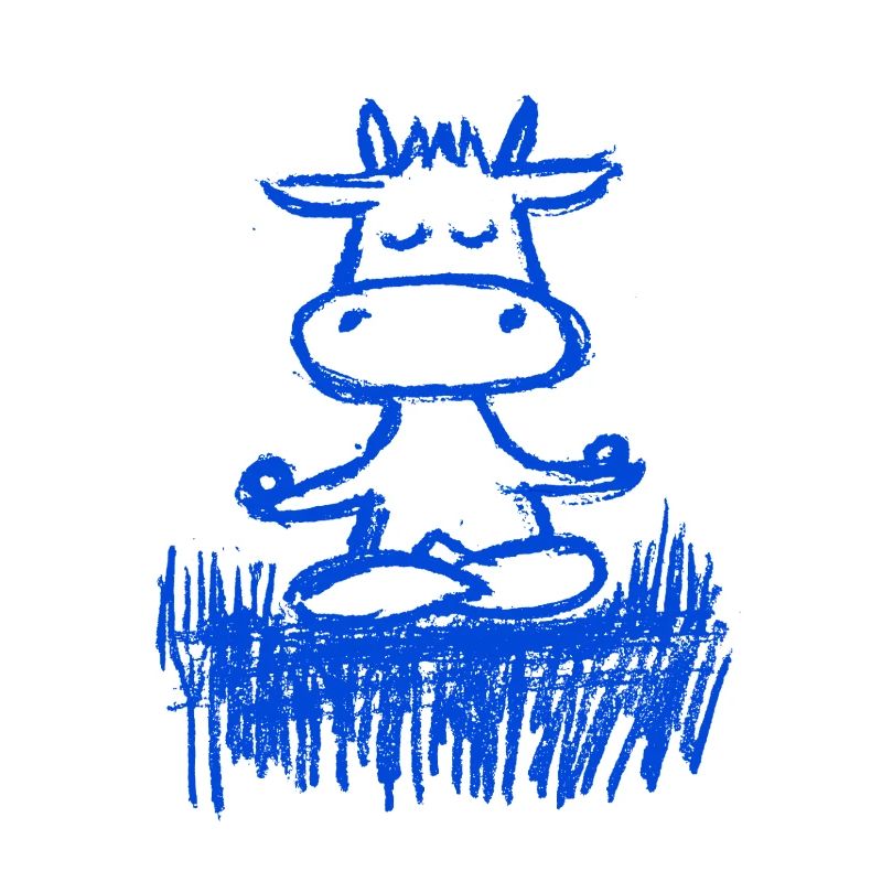 Vache zen dans la prairie