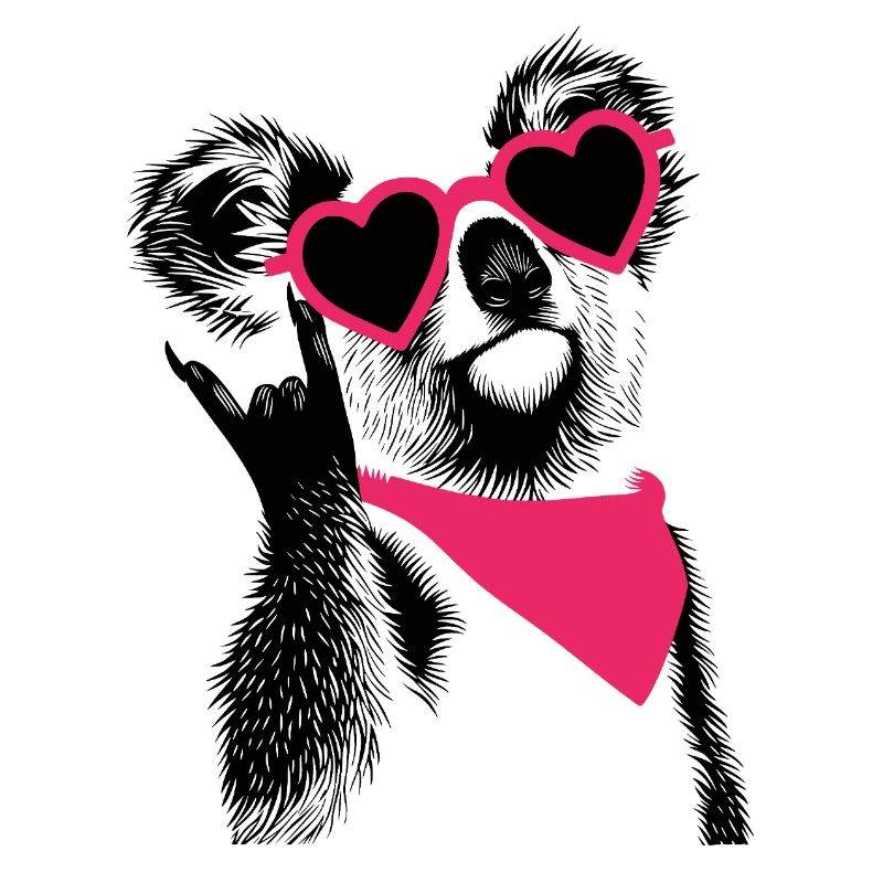Koala mit Herzbrille & Rockzeichen