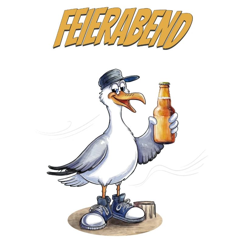 Feierabend Möwe Bierlustig Spruch