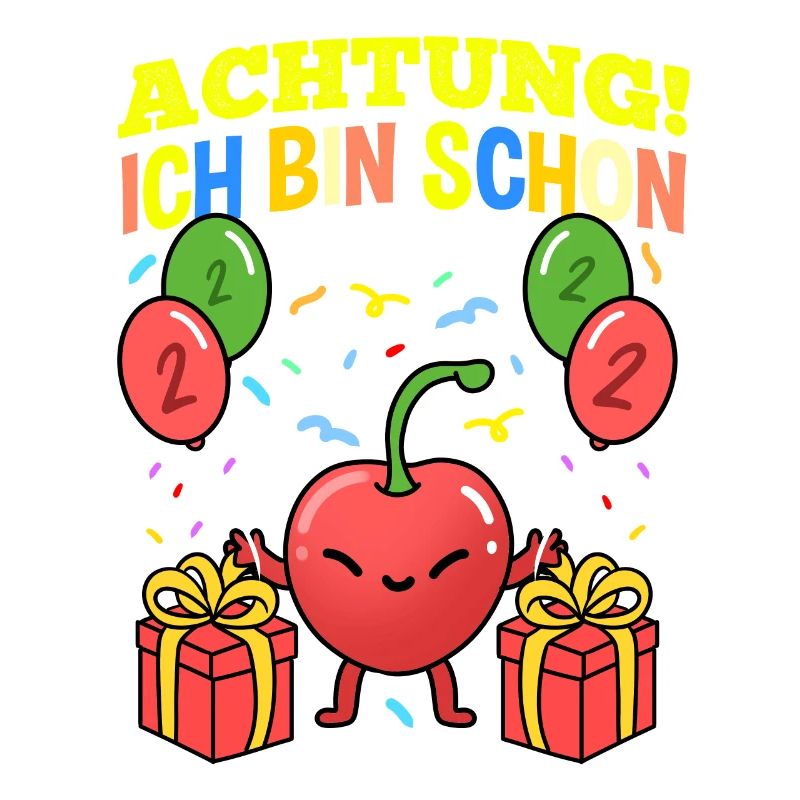 Achtung Ich Bin Schon 2 Geburtstag Kirsche