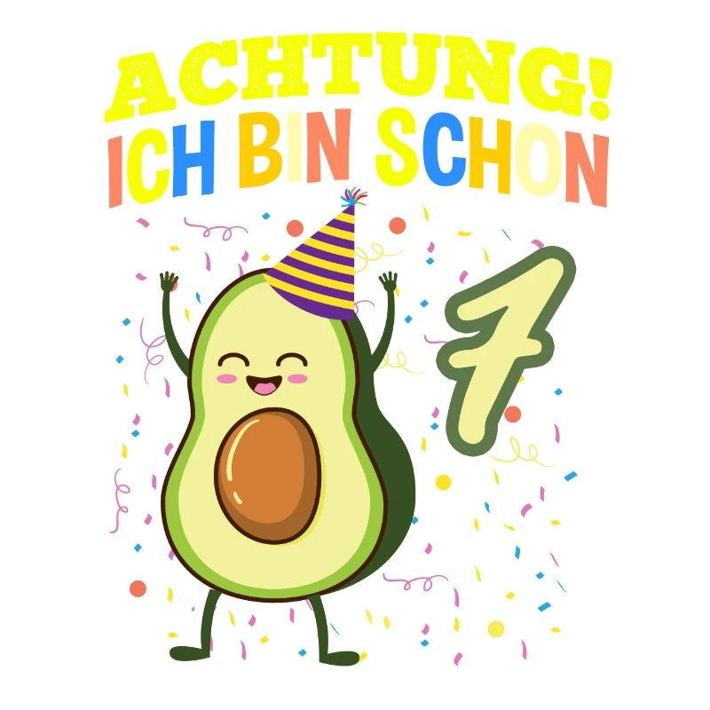 Achtung Ich Bin Schon 7 Obst Geburtstag Avocado