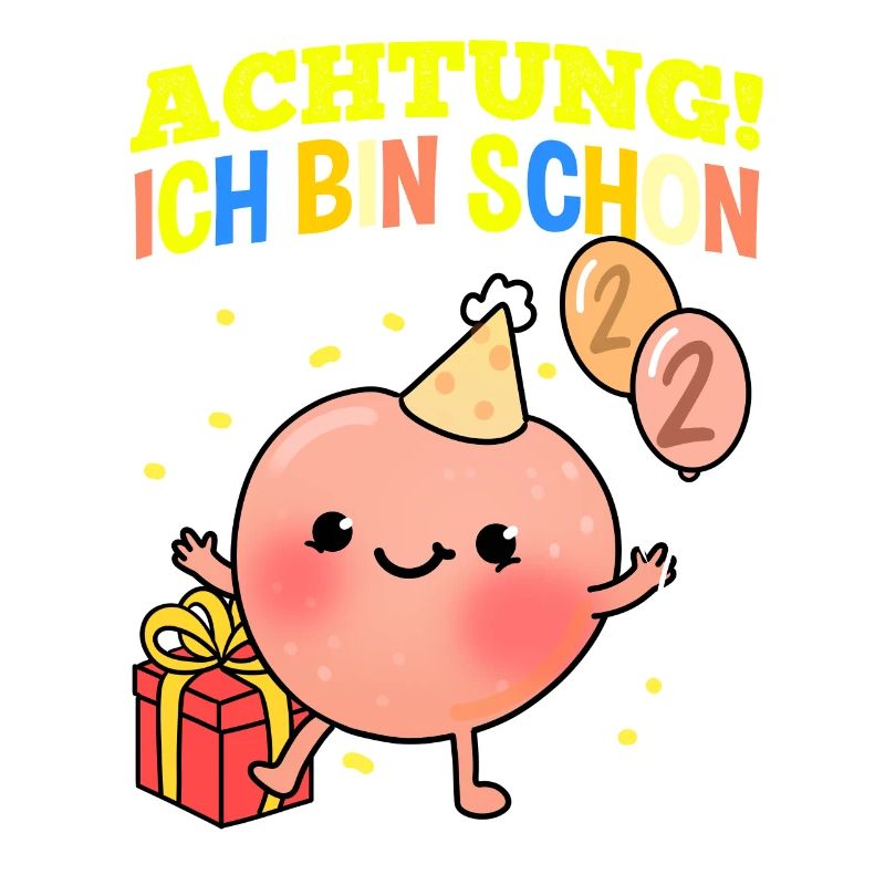 Achtung Ich Bin Schon 2 Geburtstag Pfirsich