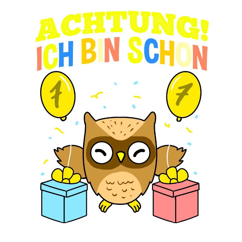 Achtung Ich Bin Schon 7 Geburtstag Eule