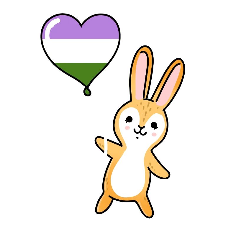 Rabbit Heart Balloon Genderqueer Pride