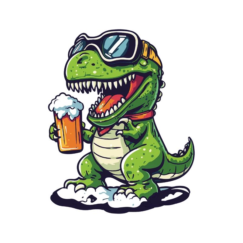 Dinosaur T-Rex Après Ski Beer Comic
