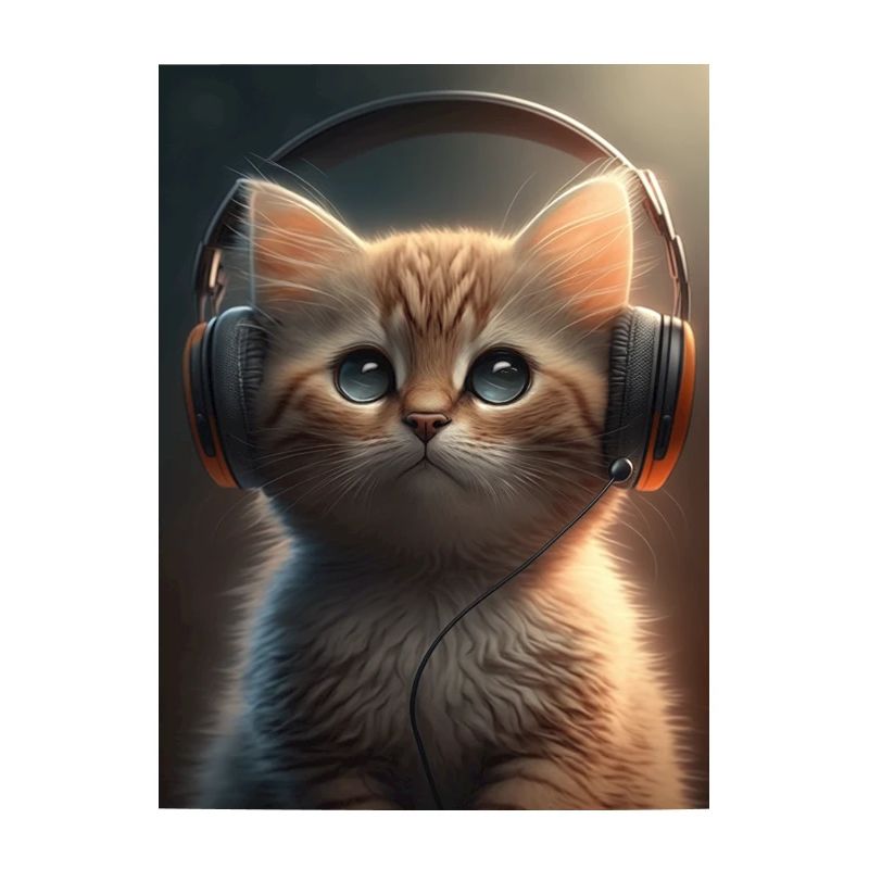 Katze mit Kopfhörer