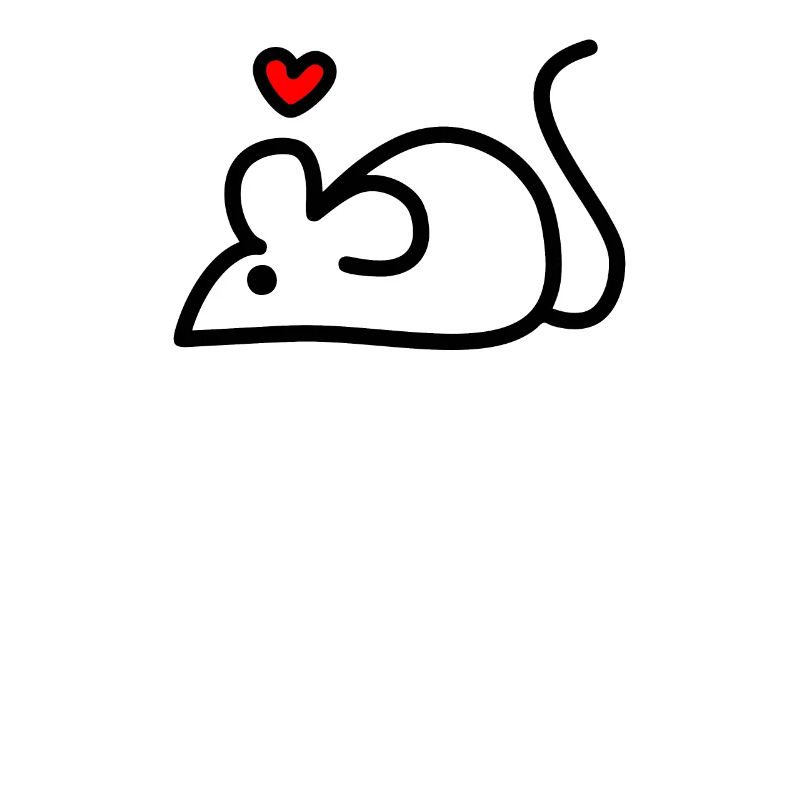 a white mouse with a heart