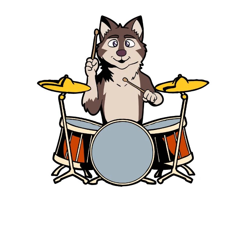 Comic Wolf Drummer